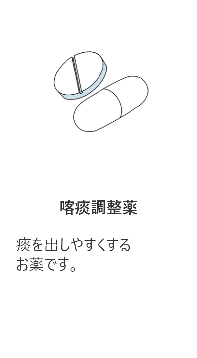 喀痰調整薬は、痰を出しやすくするお薬です。